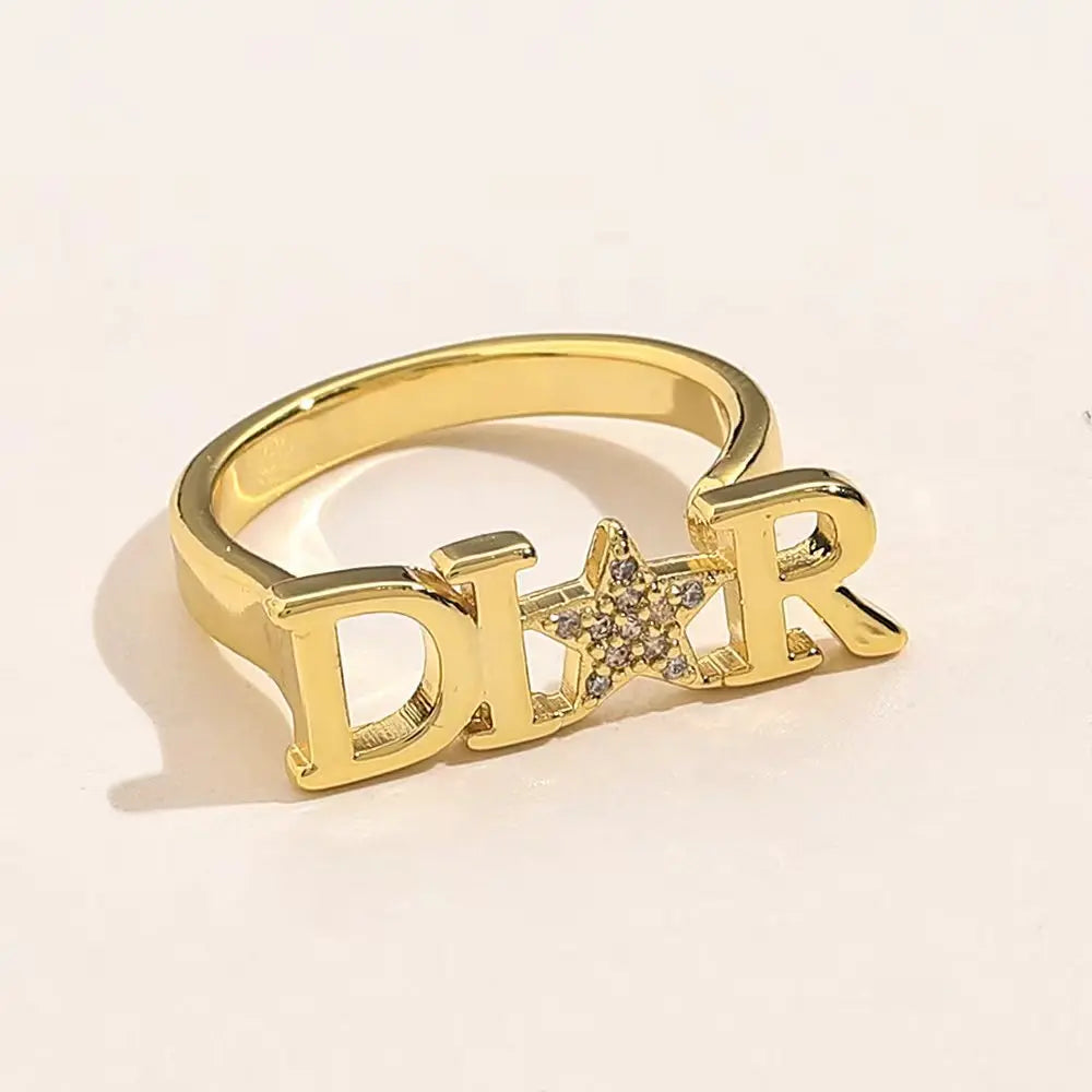 2024 New Crystal Letter D Adjustable Rings for Women Fashion Brand Jewelry Zirconia Star Rings Party Gift Accessories