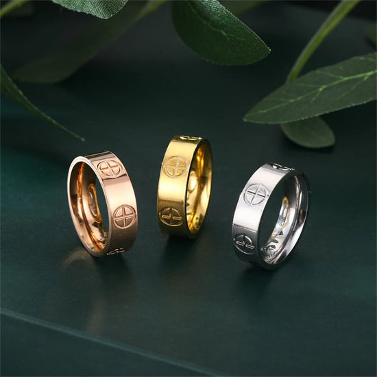 Fashion Classic Cross Stainless Steel Rings For Women Men Gold Color Luxury Jewelry Wedding Gift