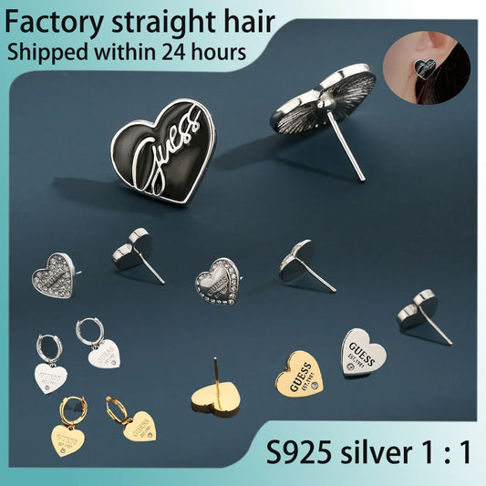 S925 Silver Jewelry GS New Luxurious Elegant Letter Love Stud Earrings Women's Fashion Party Earrings