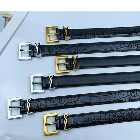 2025 New Yangshulin Women's Crocodile Pattern Belt Female Commuter Versatile Real Belt Belt Female Fashion Belt