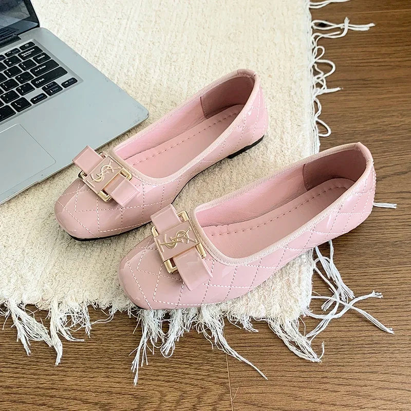 2024 Spring Korean Versatile Flat Women's Shoes Fashion Square Head Large Size Short Mouth Casual Women's Shoes sneakers women