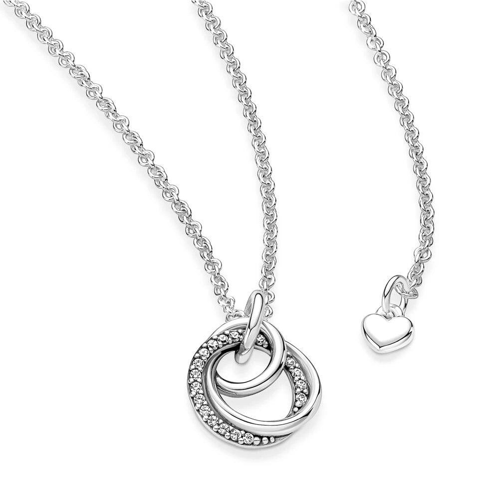 925 Silver Sparkling Infinity Collier Necklace Fit Original Pandora Necklace DIY Women High Jewelry Gift