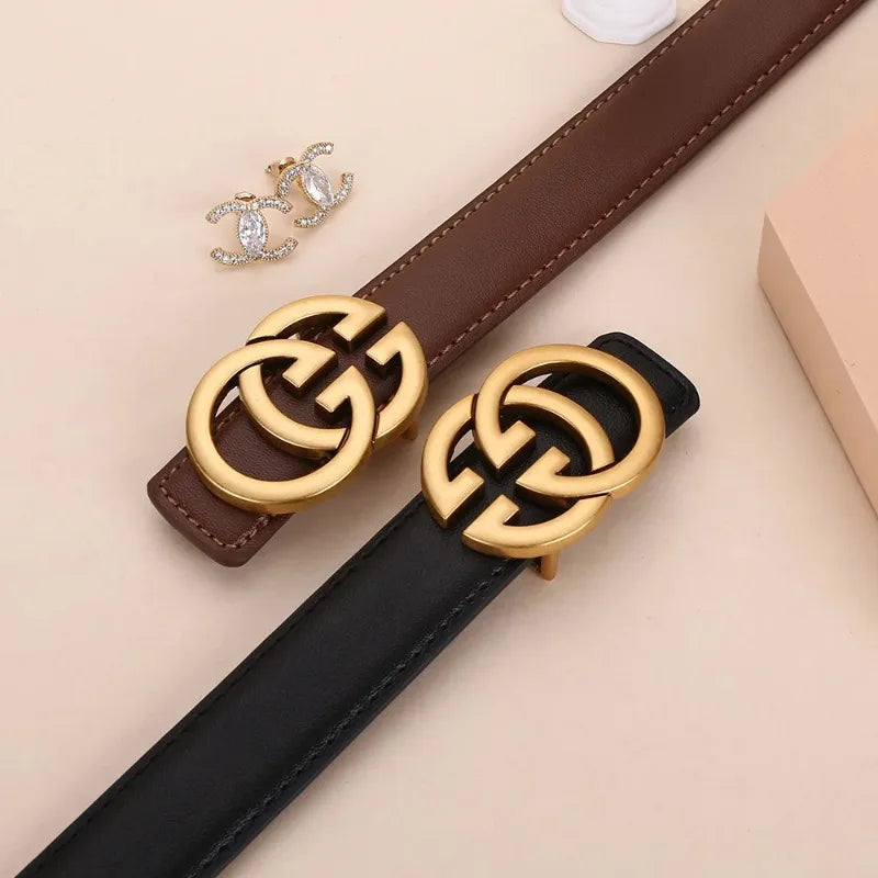 2023 Hot Selling Fashion Women's Belt Light Luxury Business Alloy Letter Button Head Everyday Versatile Decorative Denim Pants